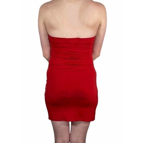 Body Central Women's‎ Red Strapless Ruched Bodycon Evening Party Dress Size M # - Picture 2 of 13